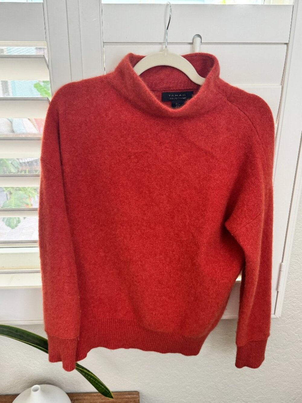 Tahari 100% Cashmere Oversized Sweater Small Burnt Orange